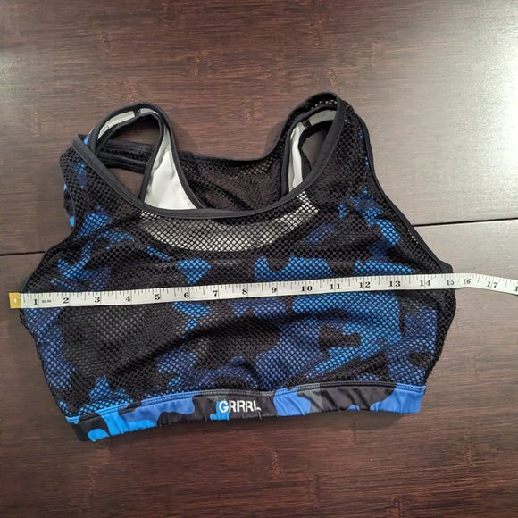 GRRRL Blue Camo Mesh Sports Bra - Picture 2 of 4